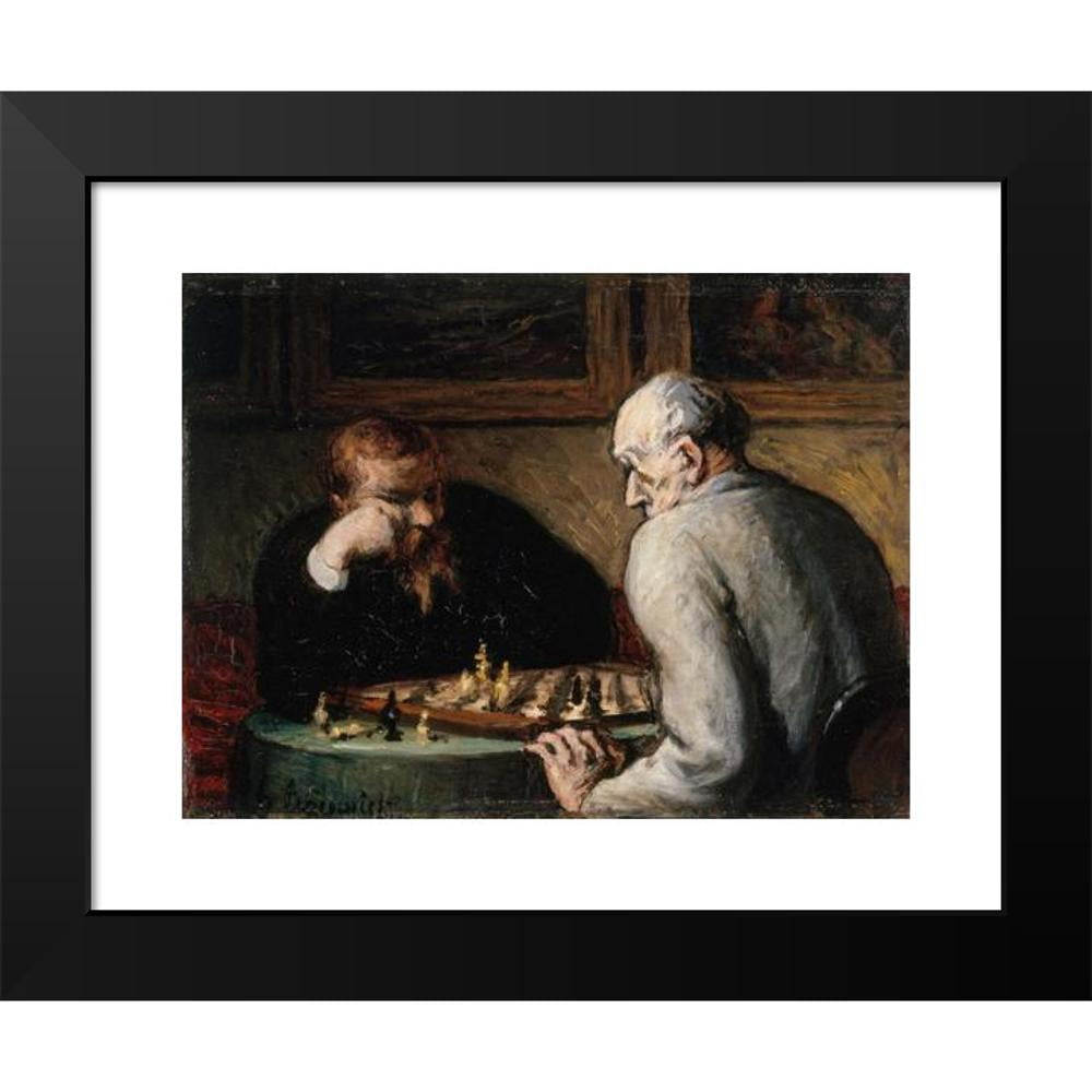 Honoré Daumier 18x15 Black Modern Framed Museum Art Print Titled - Chess Players (1863-1867)