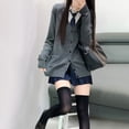 thumbnail image 3 of Chaqueta tipo cárdigan gris de punto estilo universitario japonés con suéter exterior y traje de uniforme Jk original de Hu Lina para escuelas, 3 of 5