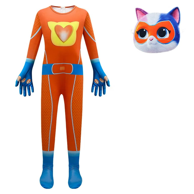 Super Cartoon Cat Costume for Girls Jumpsuit with Mask Halloween
