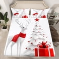 thumbnail image 2 of Manfei Cute Safari Deer Bed Sheets,Chic Christmas Tree King Sheets,Red White Sheet Set For Girls Kids,Luxury Bedroom Decor,4pcs, 2 of 7