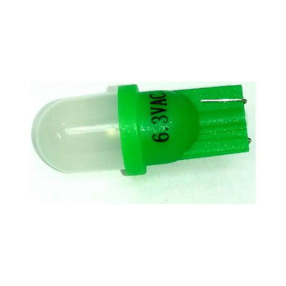 Pinball replacement bulb LED 6.3 volt AC, 555 clear wedge base T10 Cool Green Frosted