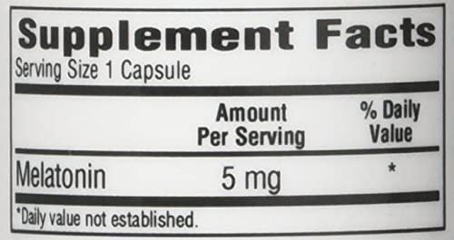 Bio-Tech Pharmacal Melatonin (5 mg), 100 Capsules – All-Natural Supplement – Support Sleep, Cardiovascular, Immune, & Bone Health – No Dairy, Fish, Gluten, Peanut, Shellfish, GMOS, & Soy – No