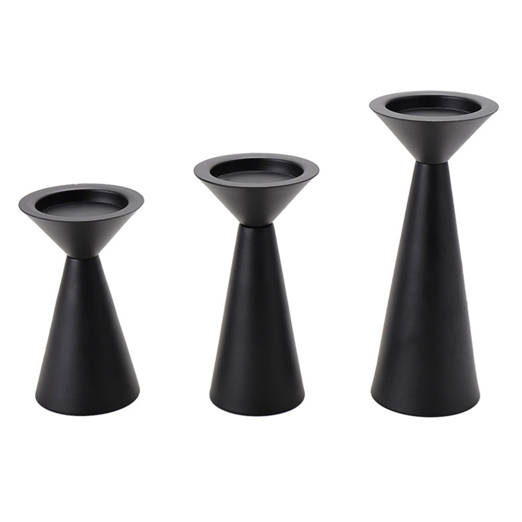 Black Candle Holders Set of 3 Metal Candle Holders for Pillar Candles