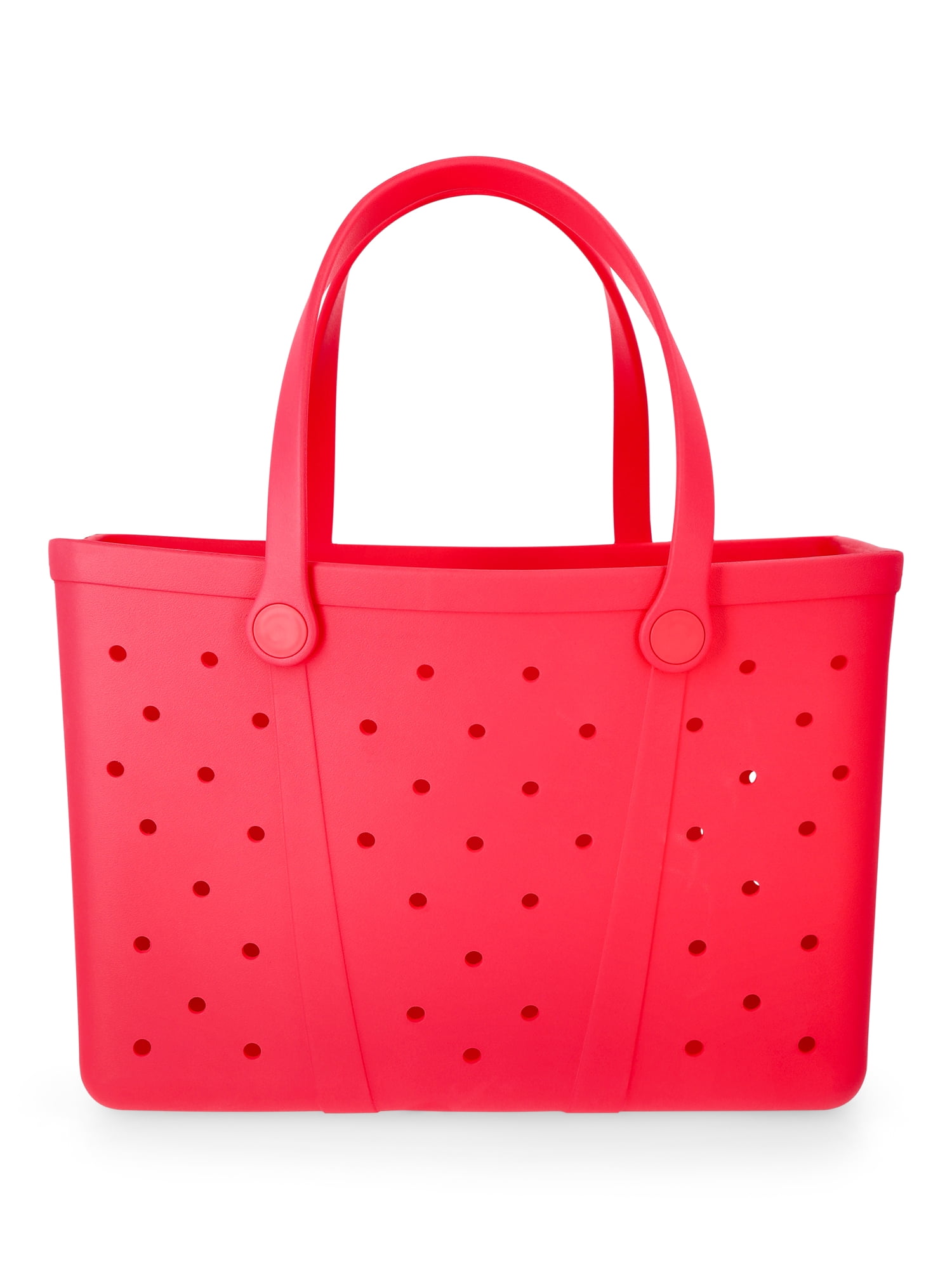 Time and Tru Women's Waterproof EVA Beach Tote Bag, Coral Pink