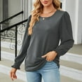 thumbnail image 2 of Besolor Tunic Tops for Women Crew Neck Long Sleeve Basic Blouse Solid Casual Comfy Ladies Fall Spring Tshirts, 2 of 4