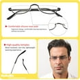 thumbnail image 4 of Half Reading Glasses - 2 Pairs Half Rim Metal Frame Glasses Spring Hinge Readers for Men and Women, Black+Gunmetal 2.50, 4 of 6