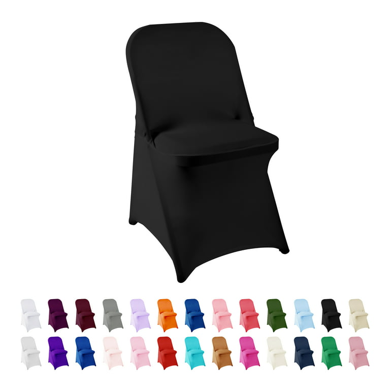 LZY Stretch Spandex Folding Chair Cover for Wedding Party Dining Banquet  Event (Black,100pcs) 