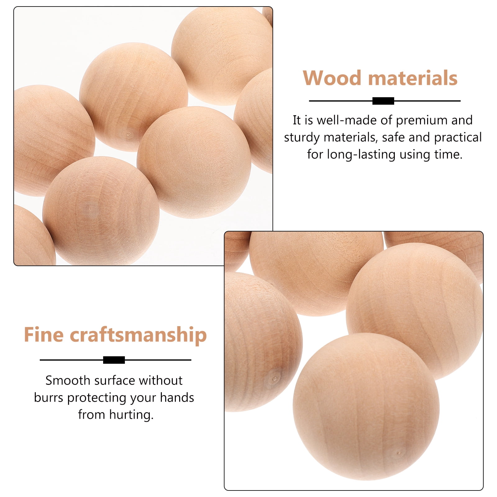 Masteelf  10 Pcs Wooden Ball Dodgeball Pickleball Dryer Balls Travel Child Khaki