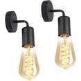 thumbnail image 1 of Paquete de 2 apliques de pared Edison, retro, vintage, industrial, lámpara de pared de metal, iluminación de pared interior industrial para sala de estar, pasillo, dormitorio, bar, restaurante, cafetería, casquillo E27, negro Kuyhfg Bienvenido a Kuyhfg, 1 of 5