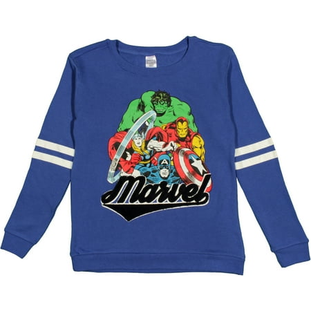 Juniors' Marvel Two Stripe Long Sleeve Sweatshirt