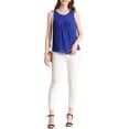 thumbnail image 2 of INSPIRE CHIC Women's Pleated Front Sleeveless Lined Chiffon Tank Top Blue M, 2 of 6