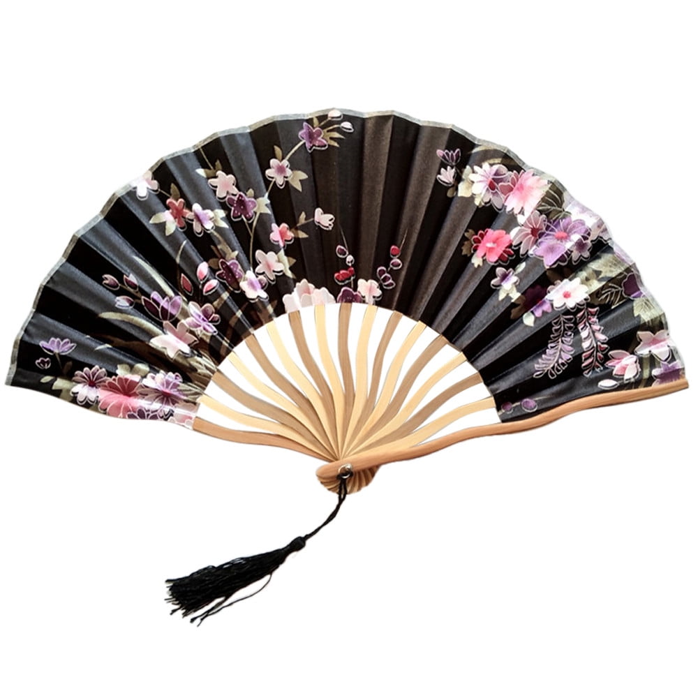 LED Chinese Hand Held Folding Fan Light Colorful Party Folding Fan w/ Remote 