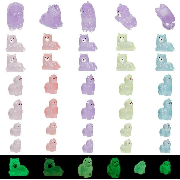 36Pcs Mini Resin Alpaca Luminous Mini Animals Figurines 18 Styles Tiny Animals Alpaca for DIY Garden Accessories Home Office Desk Micro Landscape Party Cake Toppers Decor