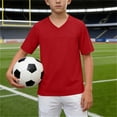 thumbnail image 2 of ZVNAΖH Kids Boys' V-Neck Quick Dry Soccer Jersey, Breathable Mesh Short Sleeve Sports T-Shirt for 3-15Y, 2 of 8