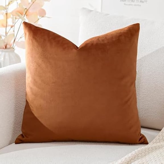 Eryueer Luxury Velvet Cushion Covers Super Soft Decorative Square Throw Pillow Covers Case Cushion Covers for Sofa Couch Bedroom Car Decor 45x45cm Orange