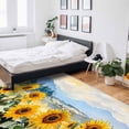 thumbnail image 6 of Area Rugs Indoor Non-Slip Rectangle Rug 5x7 Ft Summer Sunflowers Sky Mountain Watercolor Retro Landscape Rug Rubber Backing Floor Mats Non Shedding Home Decor Carpet for Entryway Living Room, 6 of 8
