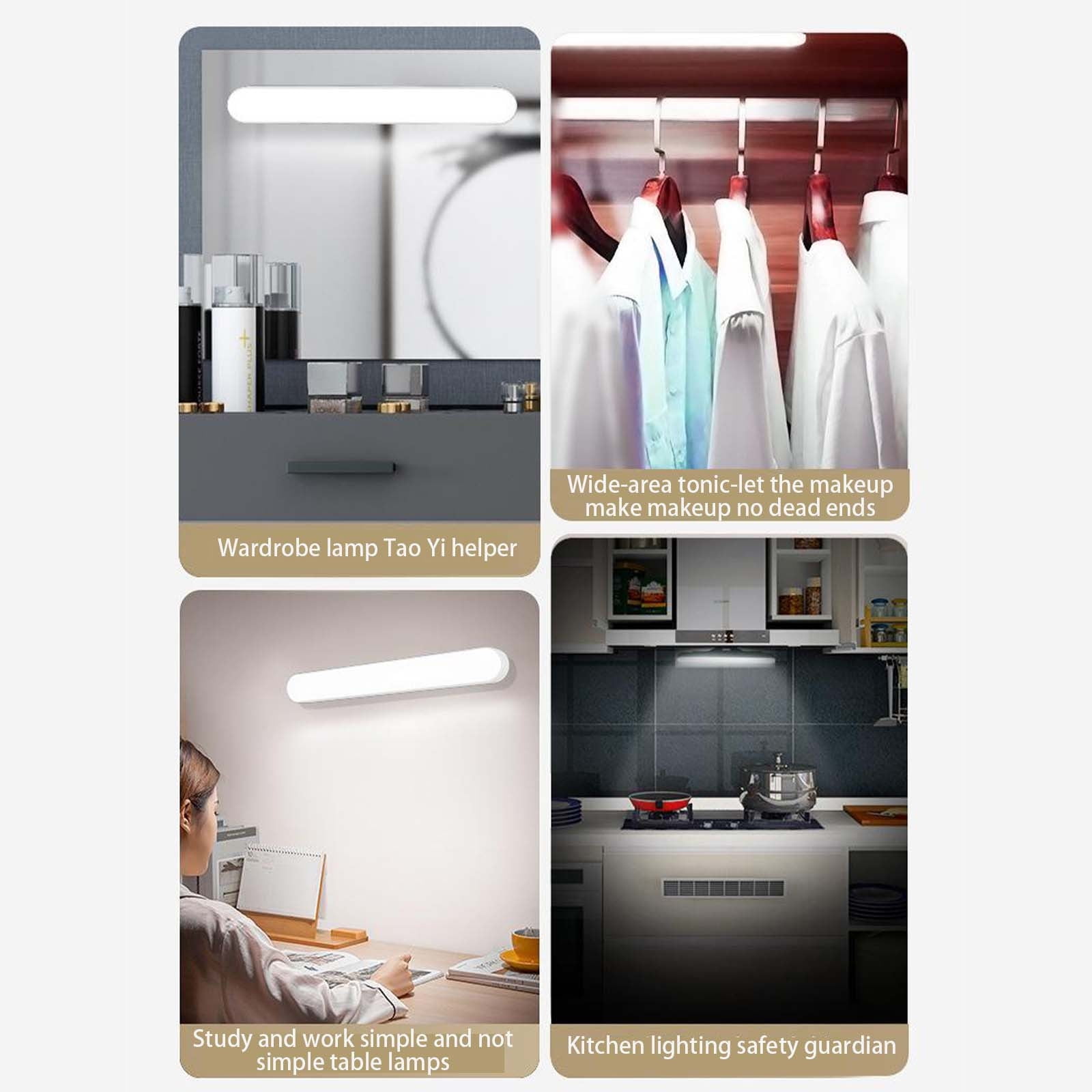 Kleqop Wireless LED Makeup Light – 1600mAh Rechargeable Vanity Mirror Light Bar, 3 Color Temps, CRI>90, Magnetic Mount, USB-C