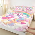 thumbnail image 3 of Manfei Cartoon Unicorn 4 Pieces Queen Sheet Sets for Kids Children,Kawaii Colorful Rainbow Ultra Soft Flat Sheet,Cute Love Heart Queen Fitted Sheet,Ultra Soft Home Decor, 3 of 7