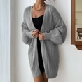 thumbnail image 6 of Baqcunre Womens Jacket Woman Autumn And Winter Solid Color Fashion Knitted Sripe Casual Coat Batwing Sleeve Lohas Time Long Cardigan Womens Coats Womens Fall Fashion 2023 Grey S, 6 of 8