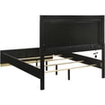 thumbnail image 3 of JERFIT Modern Queen Size Bed with LED Lights, Upholstered High Headboard Platform Bed Frame, Black Wood and Fabric Panel Bed for Bedroom, 3 of 8