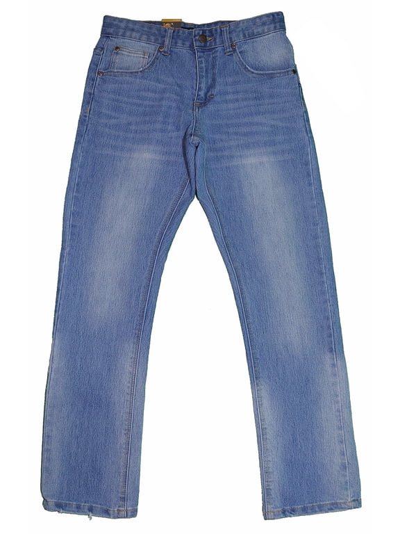 Boys Performance Comfort Stretch Slim Fit Jeans with Interior Adjustable Waist (Light Blue Wash, 14)