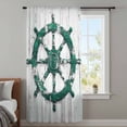 thumbnail image 4 of Green Coastal Sheer Curtains 45 Inches Long, Nautical Summer Vintage Rudder Light Filering Curtains, Breathable Simi Curtain Privacy Drapes for Kitchen Bathroom Lightweight Small Window Treatment, 4 of 9