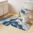 thumbnail image 2 of Modern Blue Brown Bath Mat 3 Piece Bathroom Rug Set, Coastal Beach Wave Geometric Non Slip Bath Rug Contour Mat and Toilet Lid Cover, Absorbent Shower Mats Soft Bath Rugs and Mats Sets, 2 of 8