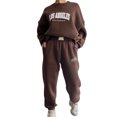 thumbnail image 1 of Gibobby Set Pants y Sudadera Mujer Conjunto de pantalones de manga larga con capucha de forro polar y traje grueso estampado a la moda informal para mujer(Marrón,CH), 1 of 5