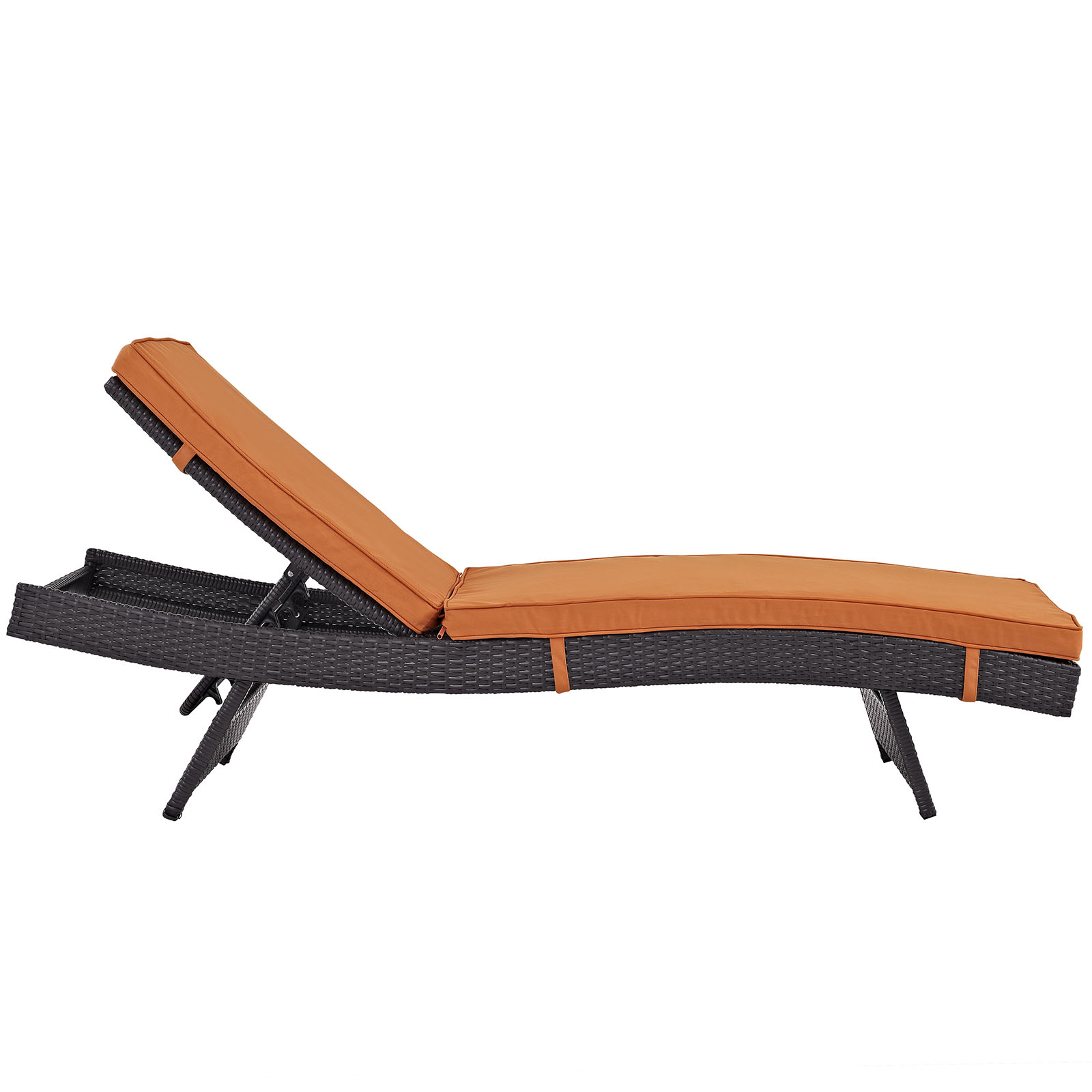Modern Contemporary Urban Design Outdoor Patio Balcony Chaise Lounge Chair ( Set of 2), Orange, Rattan - image 3 of 4