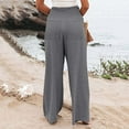 thumbnail image 4 of Women Pants Fashion Linen Pants High Waisted Wide Leg Pants Loose Fit Palazzo Bohemian Casual Beach Trendy Trouses With Two Pockets Female Trousers Daily Casual Stylish, 4 of 6
