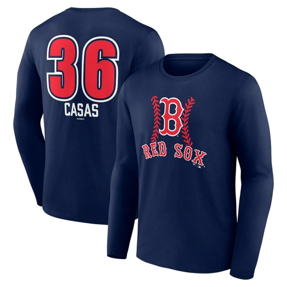Men's Triston Casas Navy Boston Red Sox Fastball Player Name & Number Long Sleeve T-Shirt