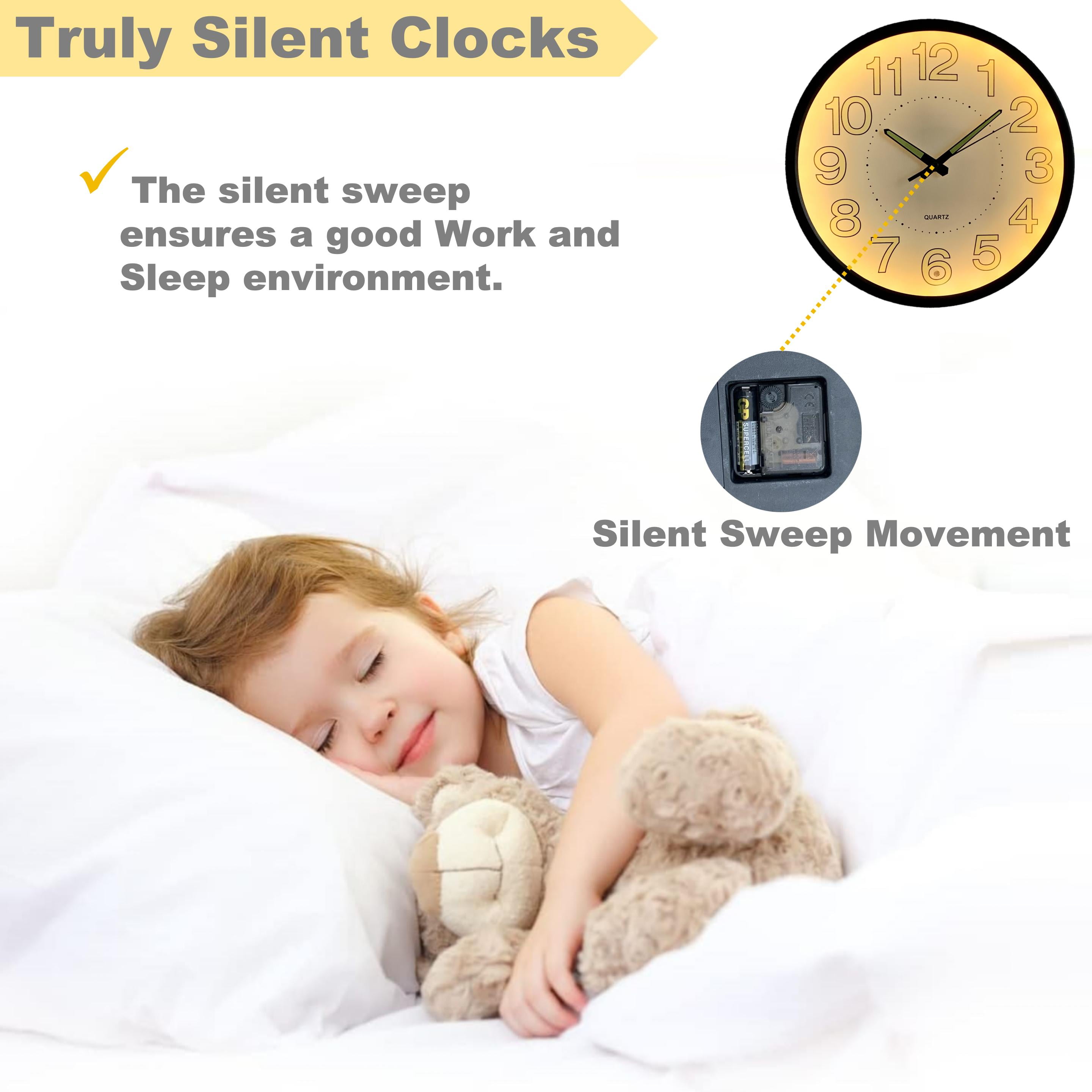 OCEST Luinous Wall Clock For Bedroo, 12 Inch Silent Battery-Operated Indoor Clocks For Living - View #9