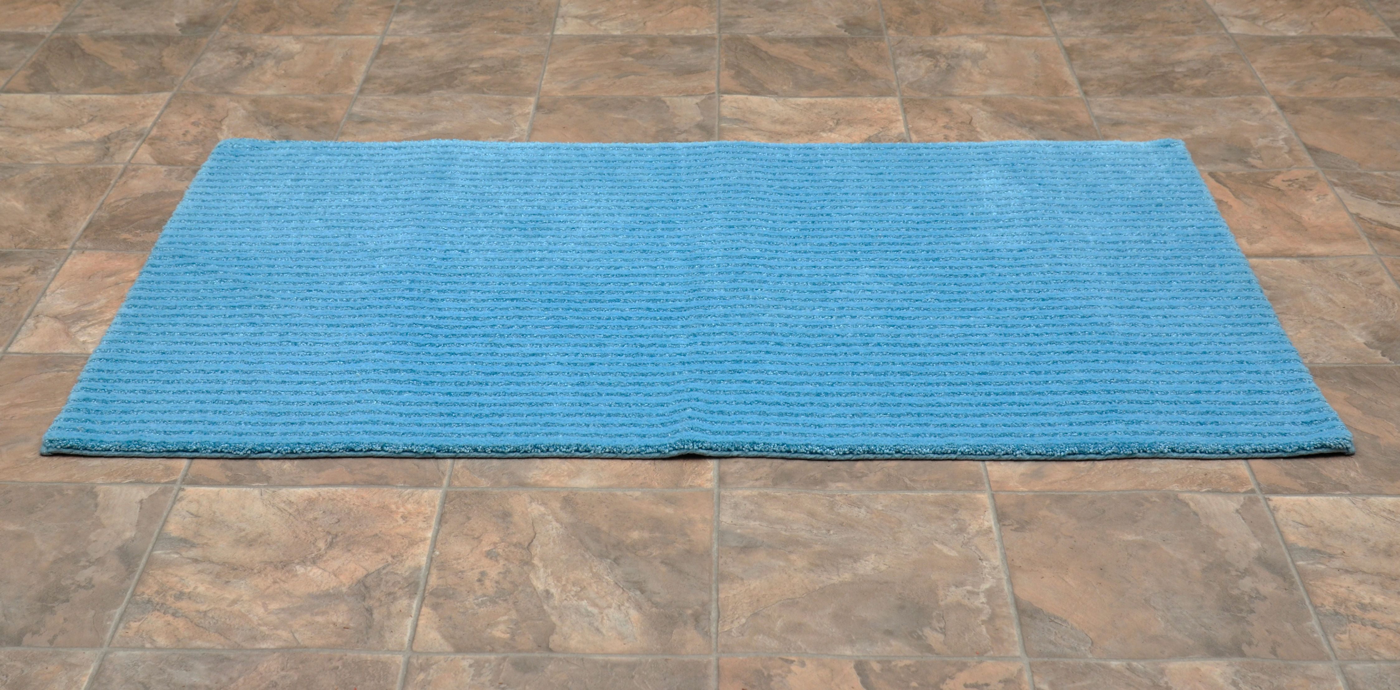Garland Rug Sheridan 30 in. x 50 in. Plush Washable Nylon Bath Rug Basin Blue