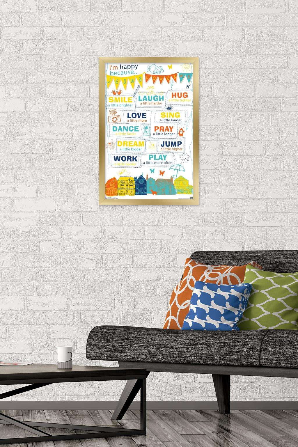 I'm Happy Wall Poster, 14.725" x 22.375", Framed