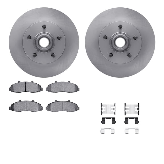 Dynamic Friction Company Front Brake Rotors with Heavy Duty Brake Pads includes Hardware 6212-99471