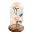 thumbnail image 2 of Fiudx Rosa Romántica de Cristal, Vidrio de Borosilicato Alto, Cadena de Luces Alimentada Por Usb, Base de Madera de Pino, Decoración Del Hogar, Regalos de Boda, Sorpresa Navideña, Tamaño 5.71X5.71X9., 2 of 3