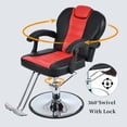 thumbnail image 5 of Heavy-Duty Steel Frame PU Leather 360° Rotation Hydraulic Pump Reclining Barber Chair Salon Equipment Stylist, Black 330lbs, 5 of 11