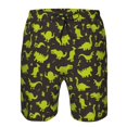 thumbnail image 3 of Honeii's Cute Cartoon Dinosaurs Green Silhouette Pattern Print Men's Casual Shorts with Drawstring，Swim Trunks Quick Dry Beach Shorts, 3 of 5