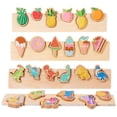 thumbnail image 5 of Bloques de combinación cognitiva (dinosaurio), rompecabezas de madera para el aprendizaje temprano de los niños, bloques de combinación cognitiva para bebés JM, 5 of 5