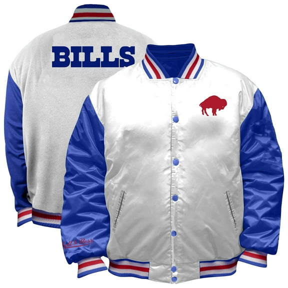 Women's Mitchell & Ness White Buffalo Bills Throwback Plus Size Full-Snap Satin Jacket