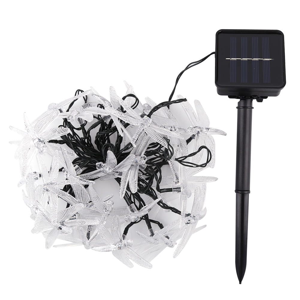 20 LED Solar Dragonfly String Lights Waterproof Outdoor Garden Party Fairy Lamp 