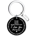 thumbnail image 1 of Llaveros para mujer, llavero de billetera, llavero de auto, llavero DIY para mi hijo, llavero de acero inoxidable negro con apellido de 26 letras, 2,5 cm, decoraciones de moda, 1 of 3