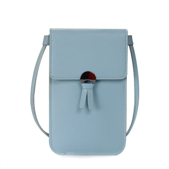 Bolso de teléfono táctil para mujer con ventana transparente - cartera cruzada de cuero para iPhone y Android, ranuras para tarjetas de crédito, bolso de viaje ligero