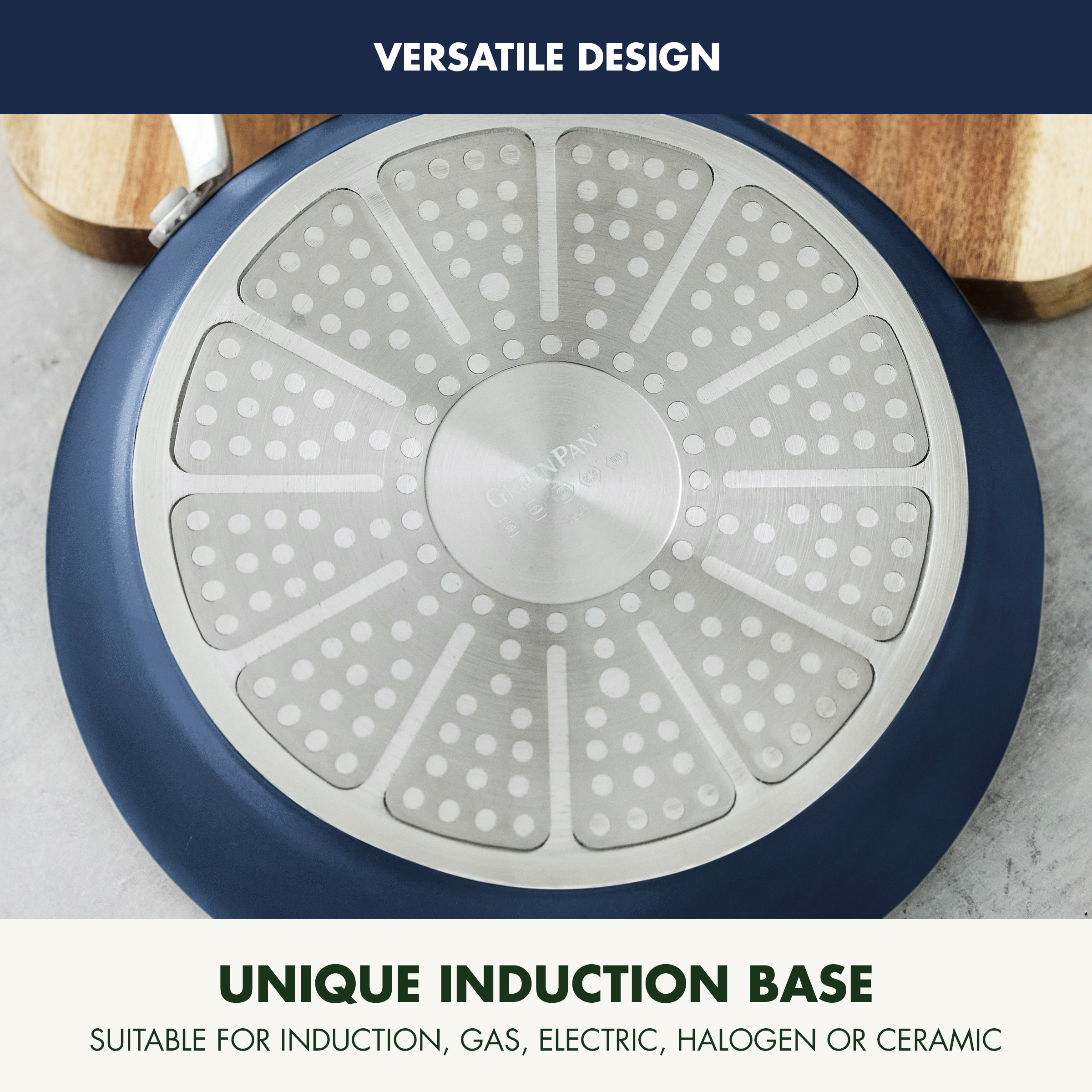 GreenPan Balance 8" Fry Pan Ceramic Nonstick, Toxin-Free, Dishwasher & Oven Safe, Oxford Blue