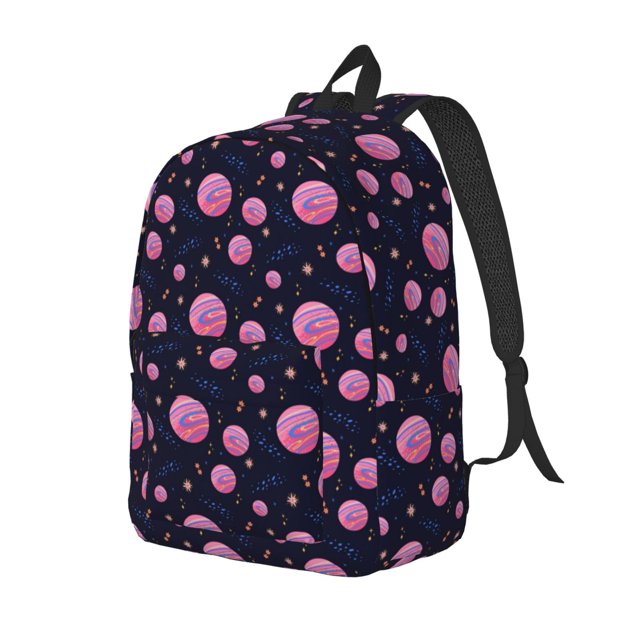 Fotbe Pink Planets And Stars Mochila de Lona con Estampado, Mochila Duradera, Mochila Versátil de Alta Calidad, Mochila Compacta Vintage-Small