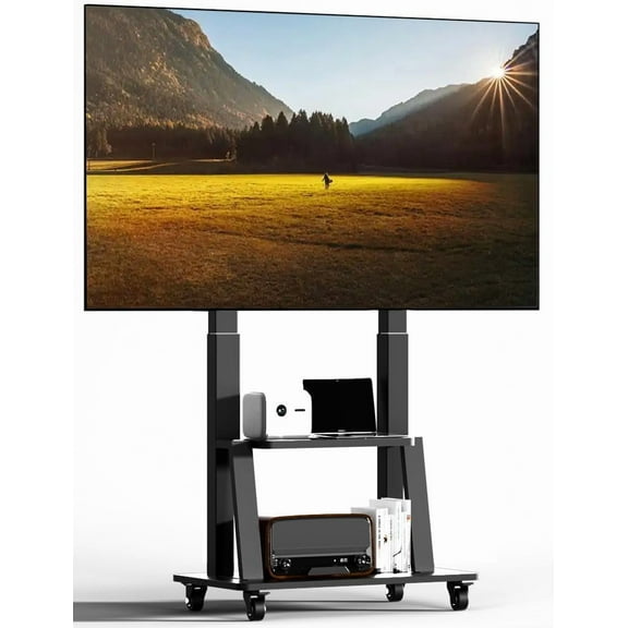 DUILIUU Mobile TV Cart Rolling TV Stand for 42 to 55 65 70 75 85 86 90 100 inch Television Heavy Duty Portable TV Stand on Wheels, Height Adjustment, Holds Up to 180 LBS, Vesa 200×200-900×600mm