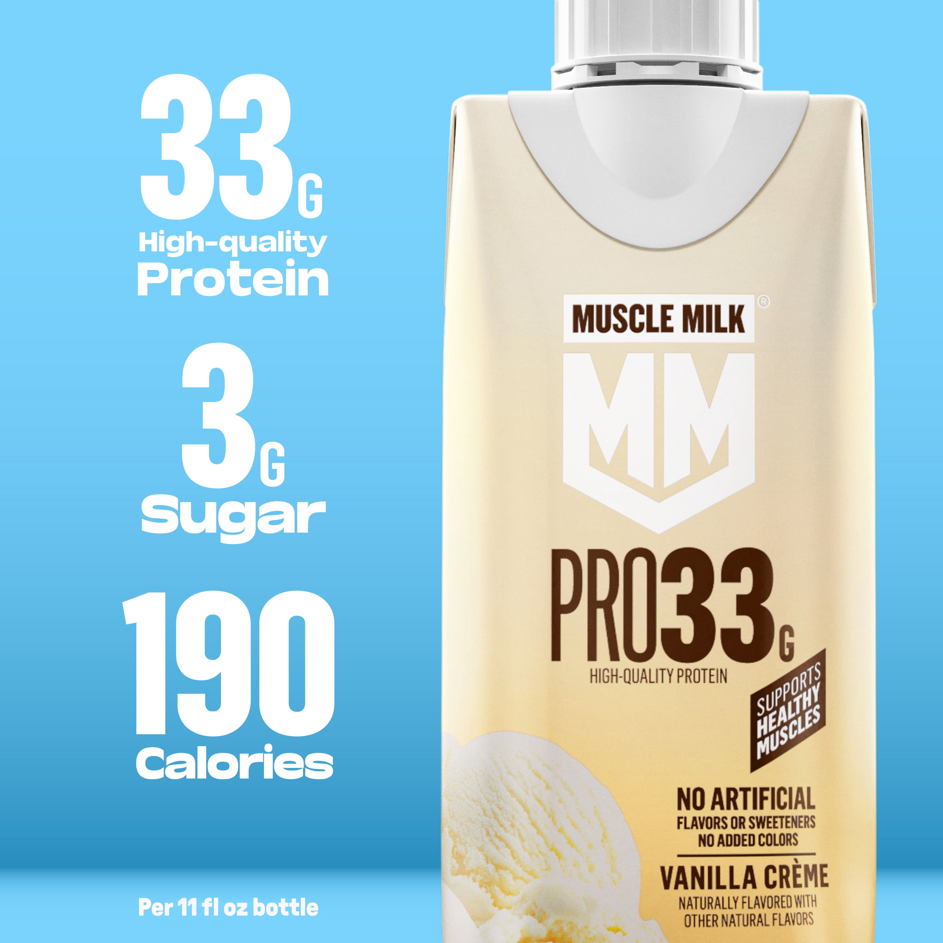 Muscle Milk Pro 33g High Protein Shake Ultra Filtered Milk, Vanilla Creme, 11 fl oz, 4 pack