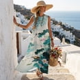 thumbnail image 5 of Xixirimido Lotus Flower Leaf Dragonfly Print Maxi Dress for Women Crewneck Sleeveless Dresses A-line Casual Flowy Summer Beach Long Sundresses with Pockets Vacation Wear, Size 3XL, 5 of 7