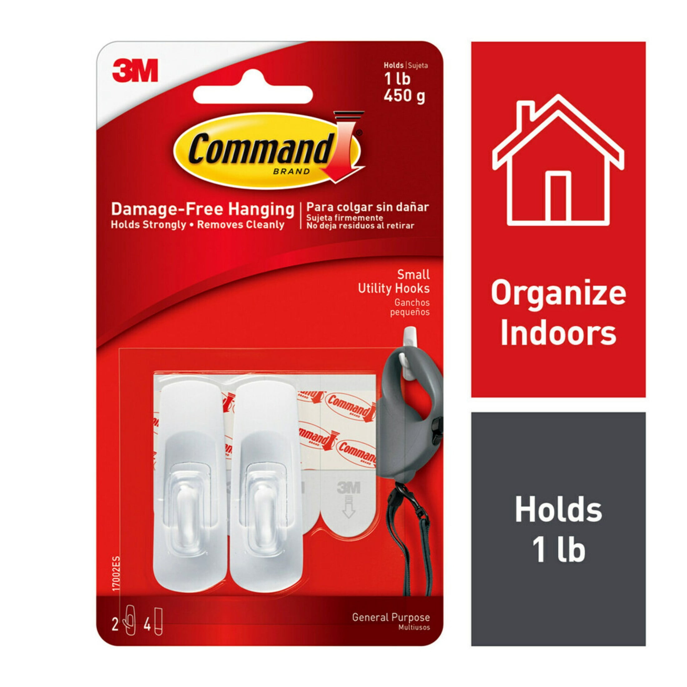 (5 pack) Command Small Hooks, White, 2 Plastic Hooks
