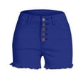 thumbnail image 6 of biudgviw Denim Shorts for Women High Waisted Button Jean Shorts Fringed Hem Streetwear Hot Pants Summer Shorts with Pockets, 6 of 6